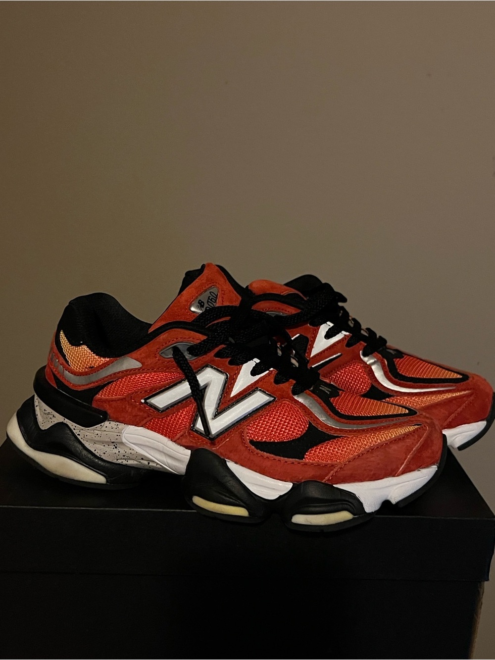 New Balance Women Orange and Black Mesh Athletic Sneakers